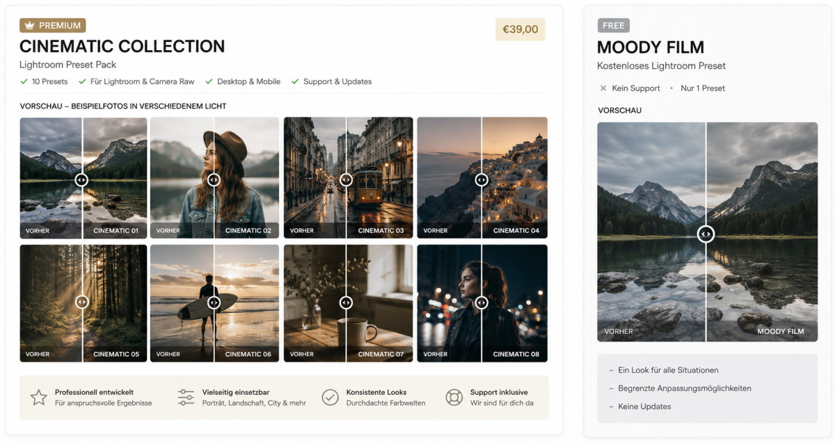 Kostenlose vs. gekaufte Lightroom-Presets