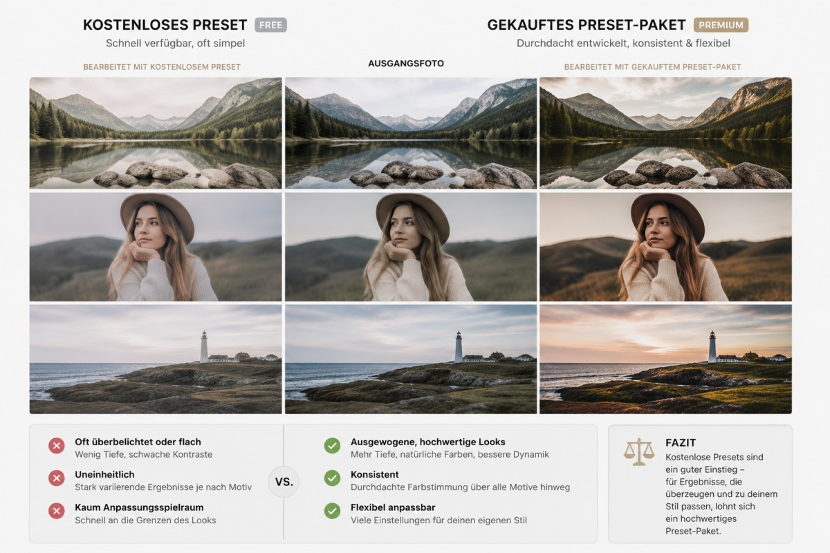 Kostenlose vs. gekaufte Lightroom-Presets